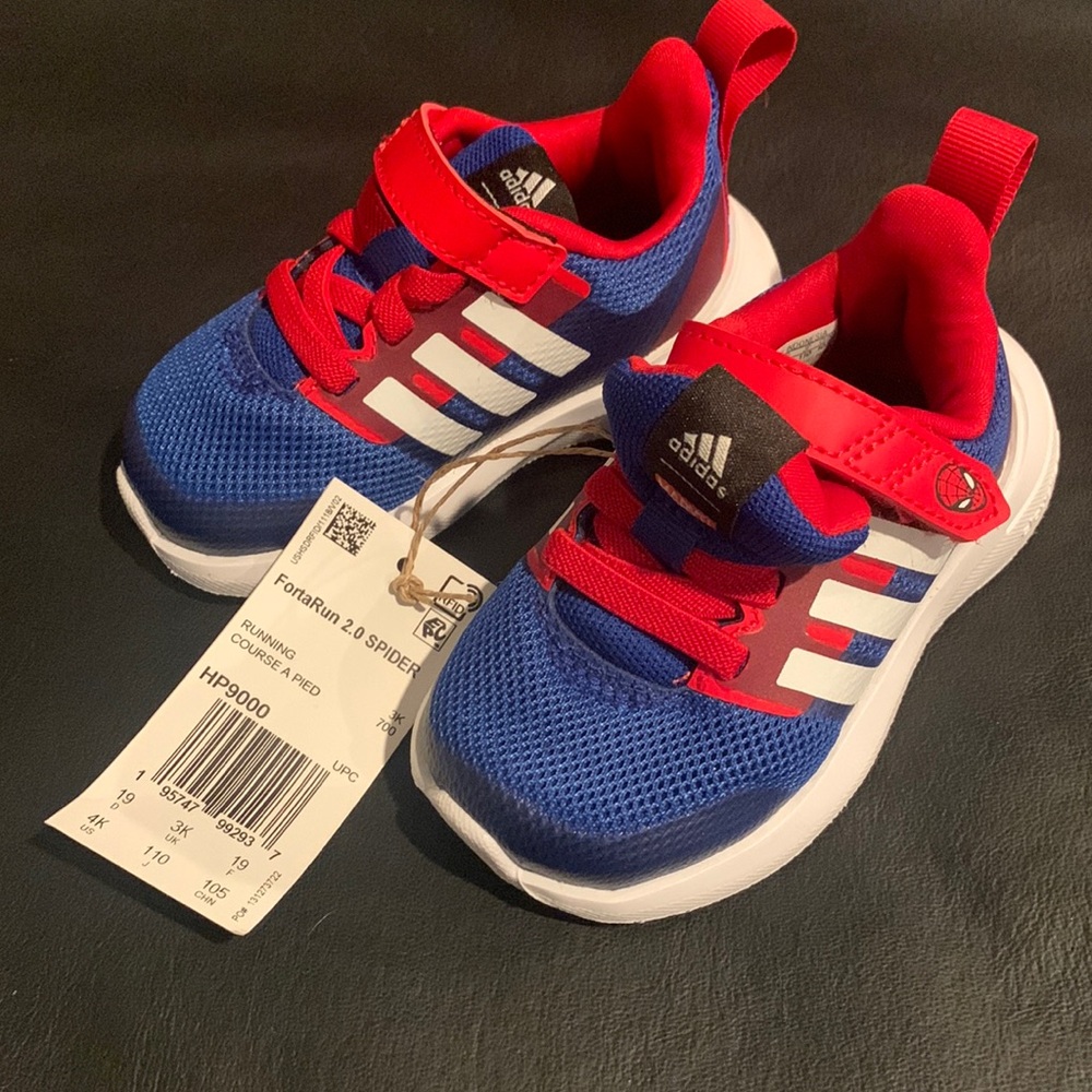 NWT Adidas Spider-Man FortaRun 2.0 toddler sneakers size 4 boys NEW in box